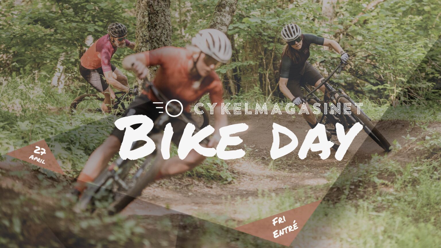 Grafiskt bild med cyklister i bakgrund och text för Cykelmagasinet Bike Day